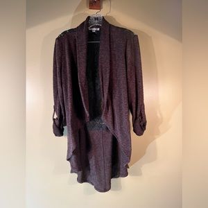 Alberto Makali Open Front Sweater Cardigan with Lace Back Panel